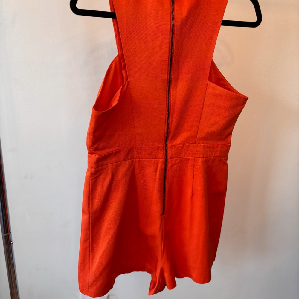 Summer Topshop Bright Orange Sleeveless Cutout Romper - Picture 8 of 8
